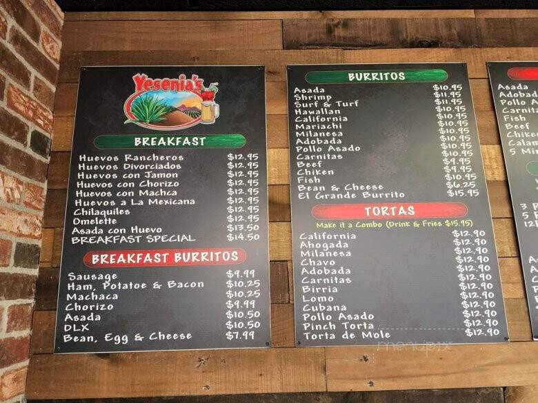 Yesenia's Mexican Food and Seafood - El Cajon, CA menu_pic