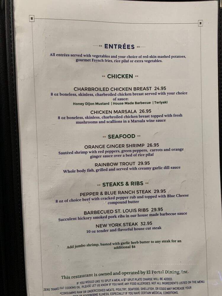 Yosemite View Restaurant - Merced, CA menu_pic