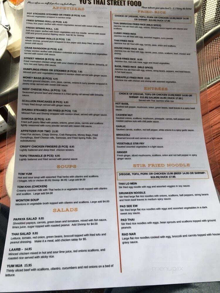 Yo's Thai Street Food - Rochester, NH menu_pic