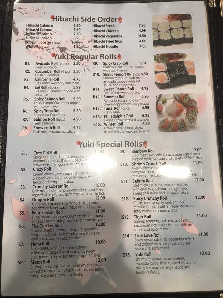 Yuki Hibachi & Poke Sushi - Clinton Township, MI menu_pic