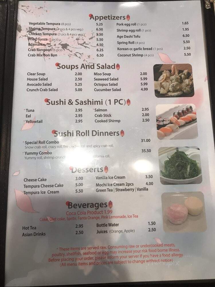 Yuki Hibachi & Poke Sushi - Clinton Township, MI menu_pic