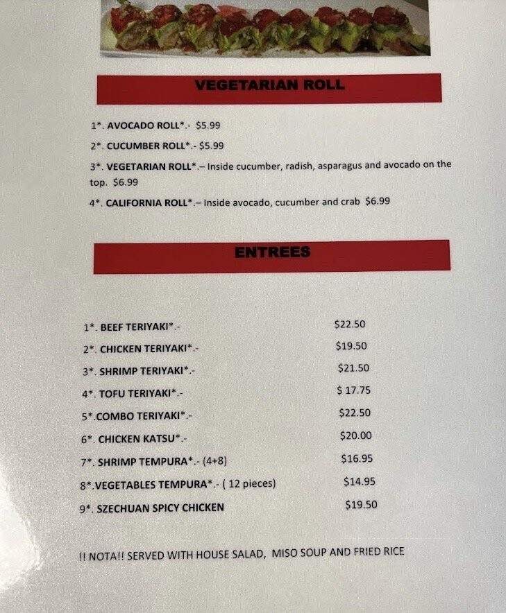 Yummi Yummi Sushi Restaurant - Louisville, KY menu_pic