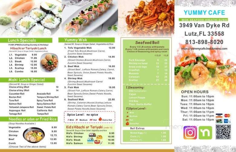 Yummy cafe - Lutz, FL menu_pic