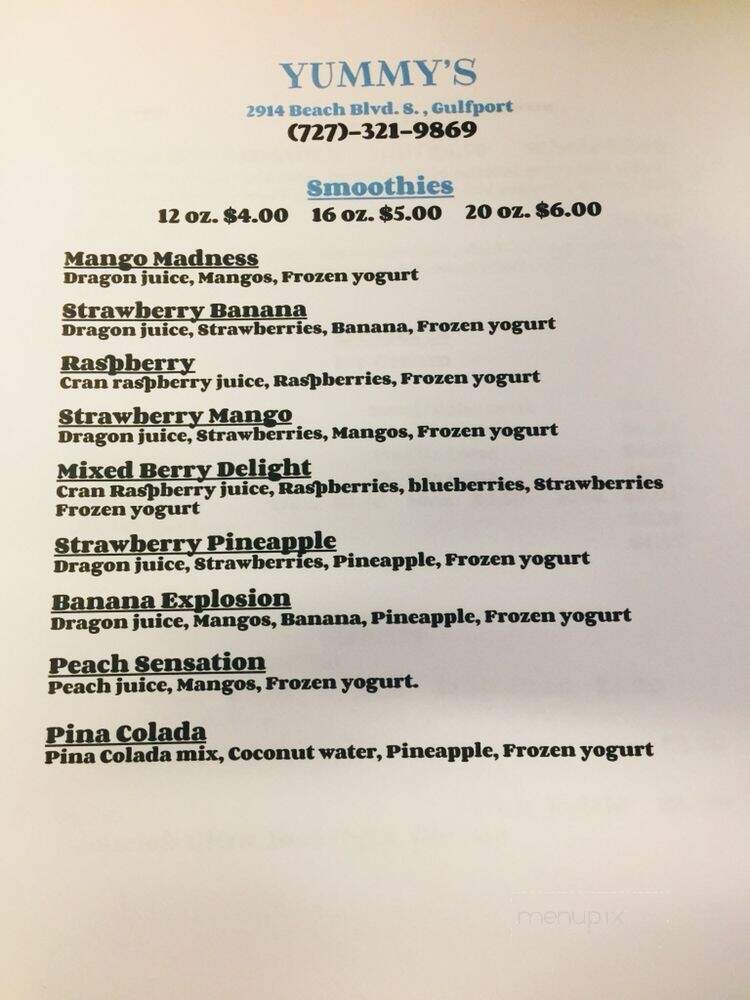 Yummy's Casual Cafe - Gulfport, FL menu_pic