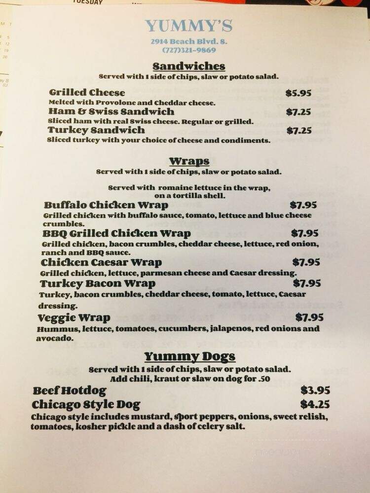 Yummy's Casual Cafe - Gulfport, FL menu_pic