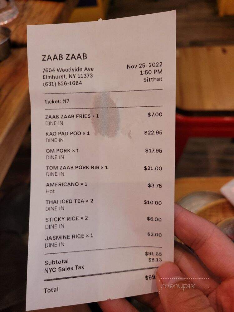 Zaab Zaab - Elmhurst, NY menu_pic