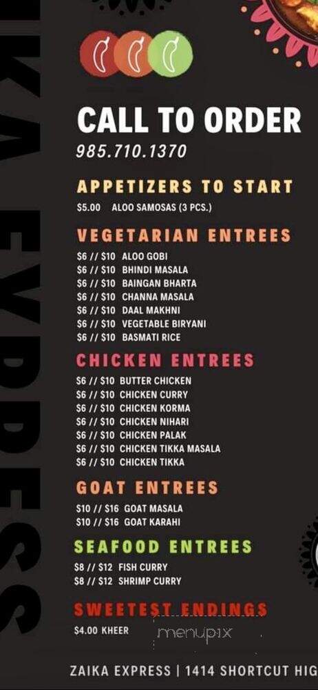 Zaika Express - Slidell, LA menu_pic