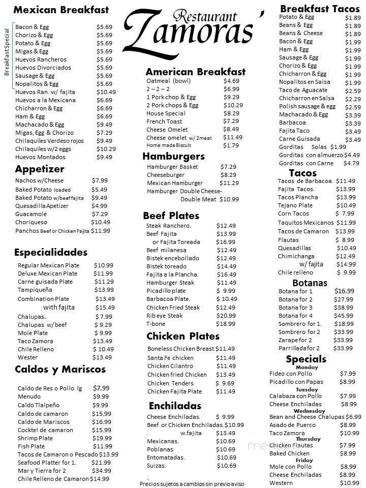 Gina's Restaurant - Mcallen, TX menu_pic