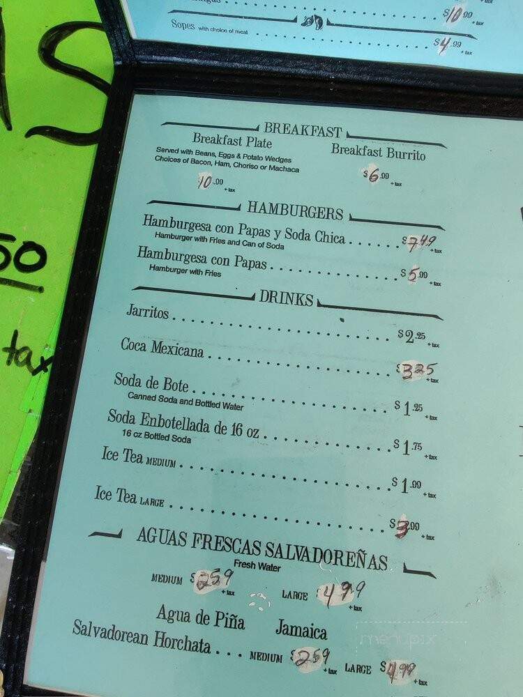 Zamora Taqueria - Fresno, CA menu_pic