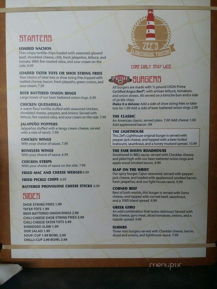Lighthouse Tavern - Ira, MI menu_pic
