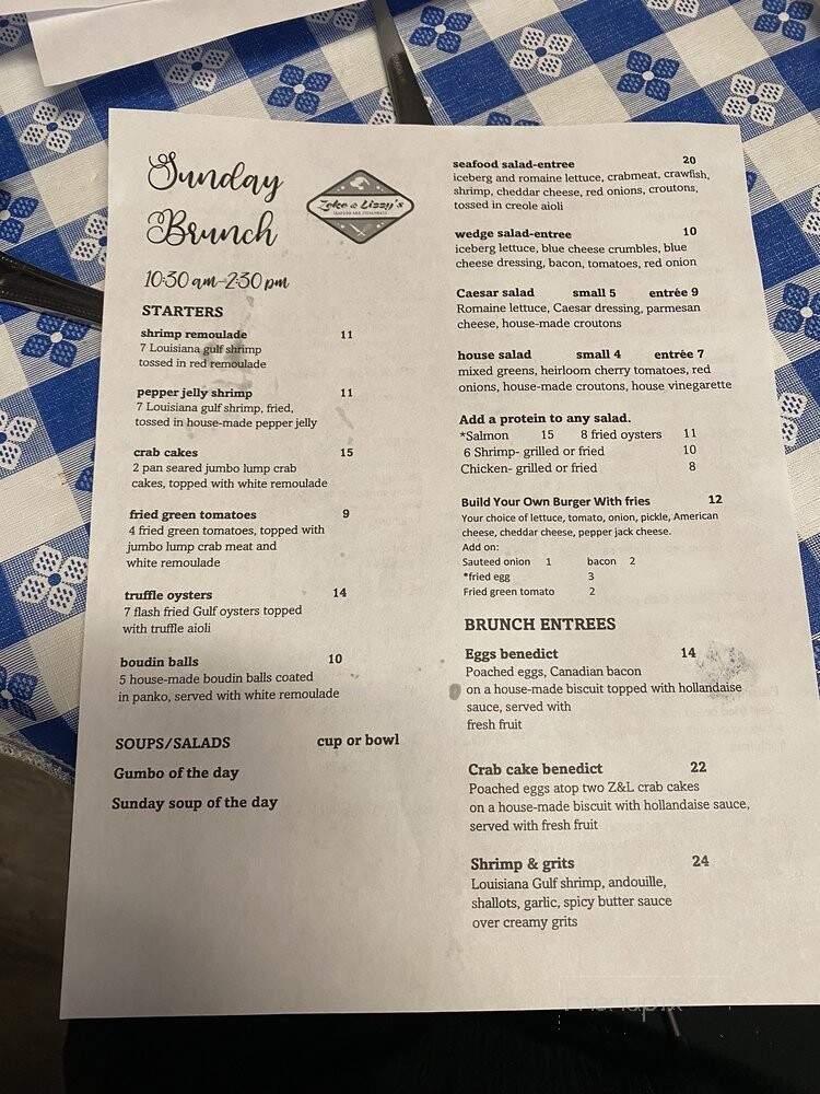 Zeke & Lizzy's Seafood and Steakhouse - Heber Springs, AR menu_pic