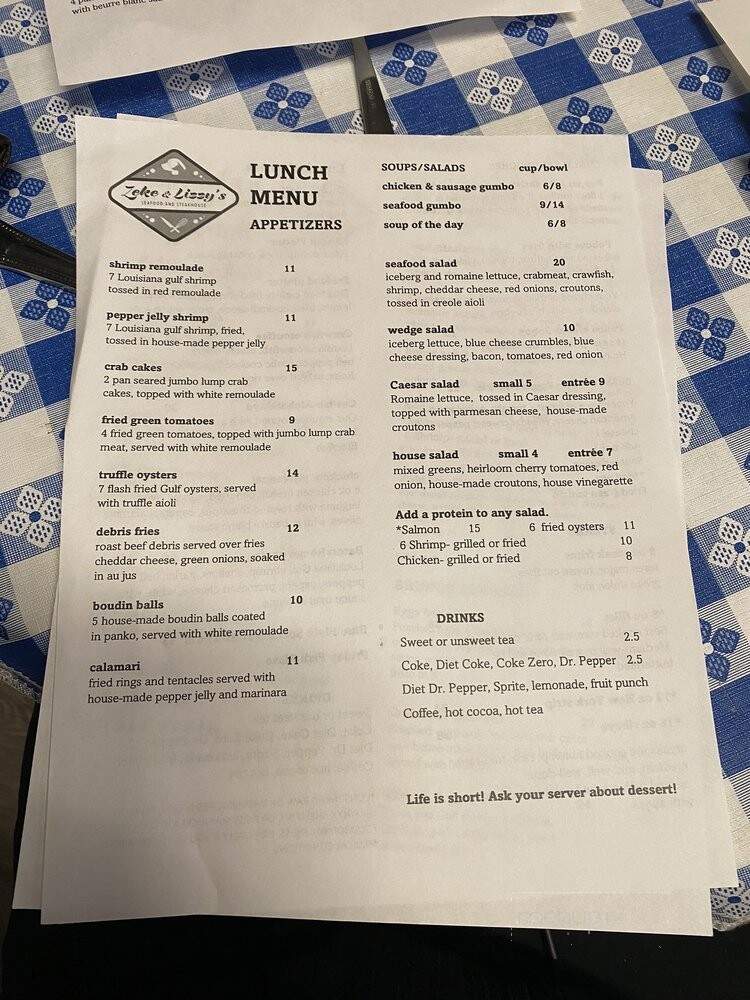 Zeke & Lizzy's Seafood and Steakhouse - Heber Springs, AR menu_pic