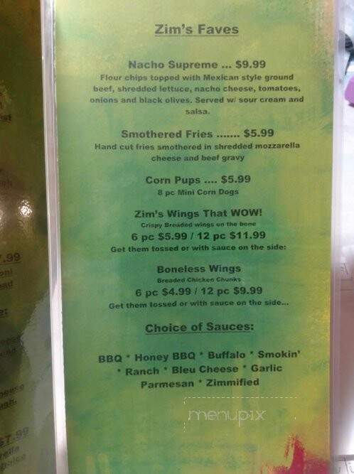 Zim's - Sault Ste Marie, MI menu_pic