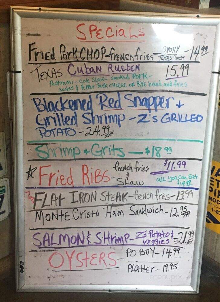Z's Fillin Station - Woodville, TX menu_pic