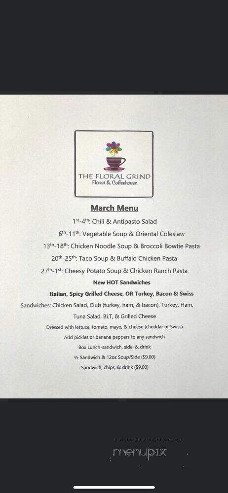 Floral Grind Florist & Coffeehouse - Louisville, KY menu_pic