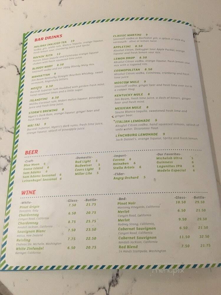 Diamond Bar & Grill - Titusville, PA menu_pic