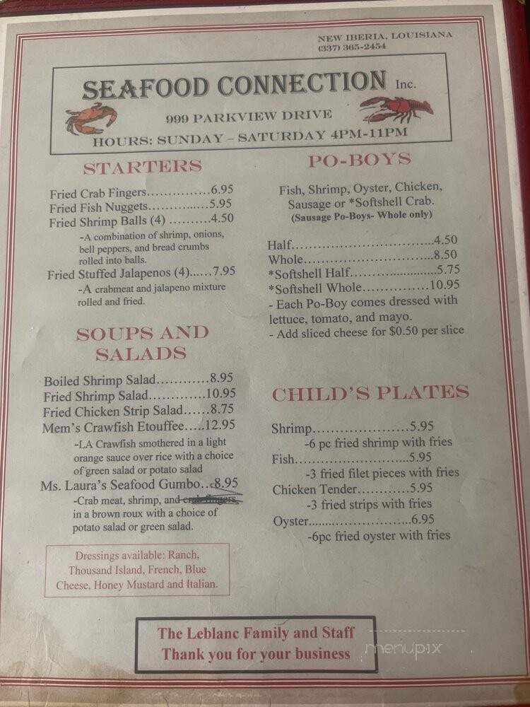 Nels seafood Connection - New Iberia, LA menu_pic