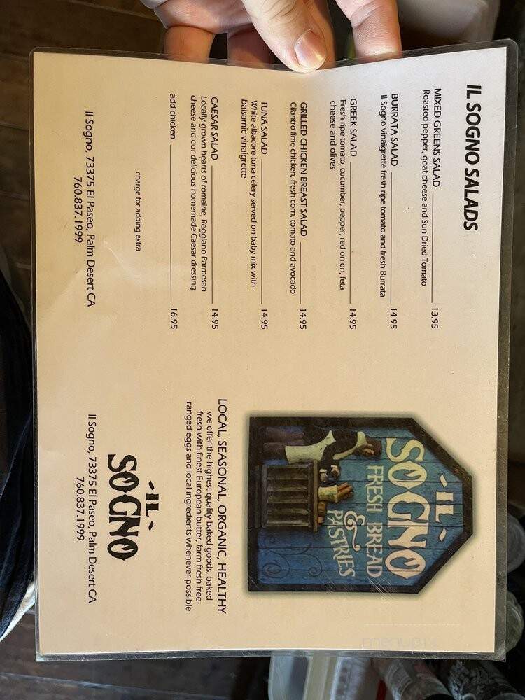 Il Sogno - Palm Desert, CA menu_pic