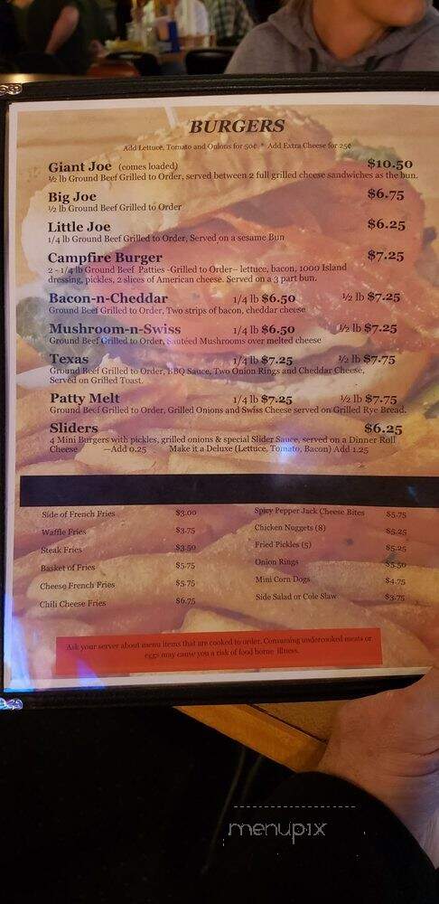 Joes Walnut Bar - Petersburg, MI menu_pic
