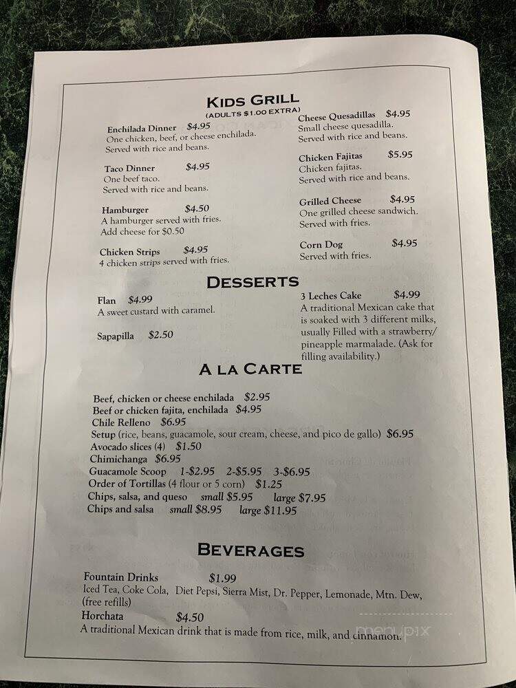 Villegas Panadera and Mexican Restaurant - Durant, OK menu_pic