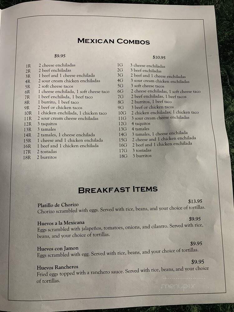 Villegas Panadera and Mexican Restaurant - Durant, OK menu_pic