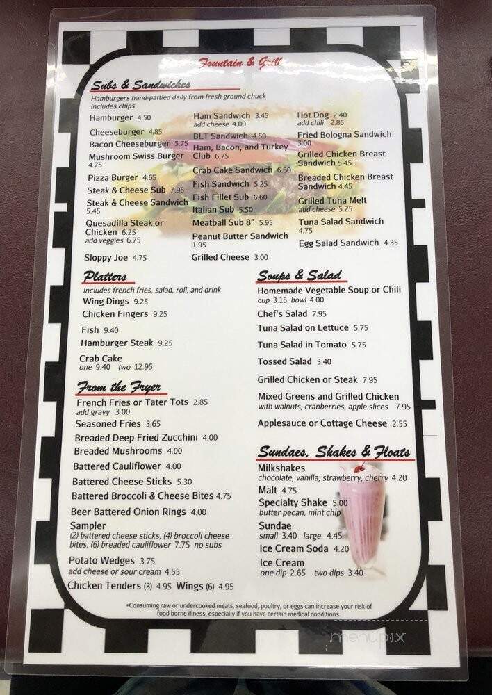 Dottie's Fountain Grill - Oakland, MD menu_pic