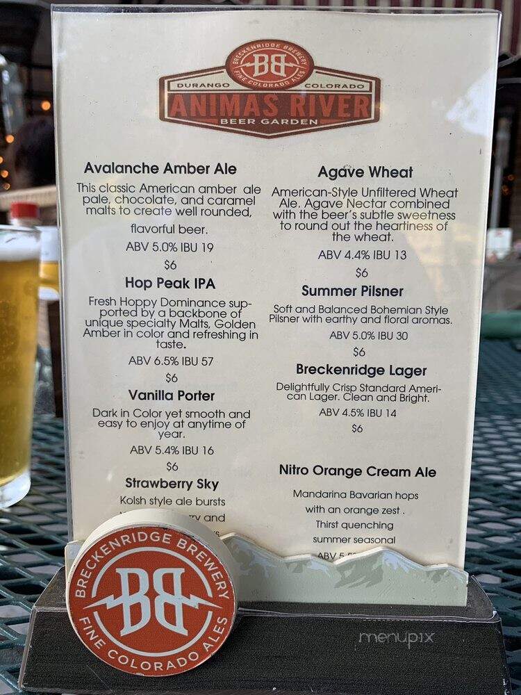 Animas River Cafe located behind the Doubletree - Durango, CO menu_pic