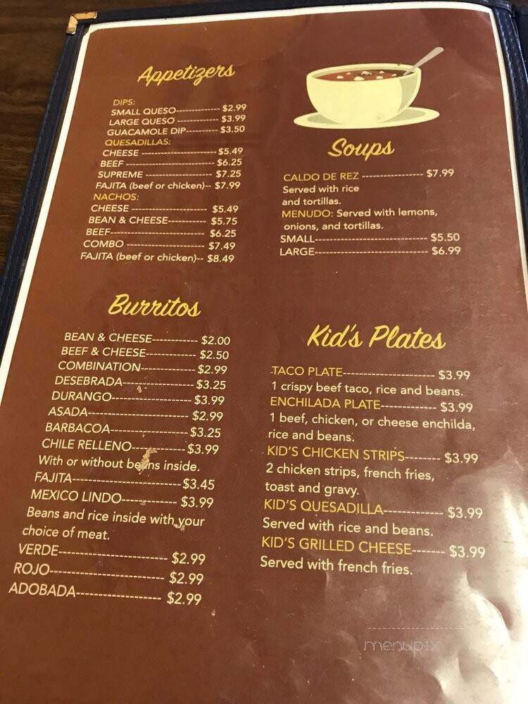 Mexico Lindo - Amarillo, TX menu_pic