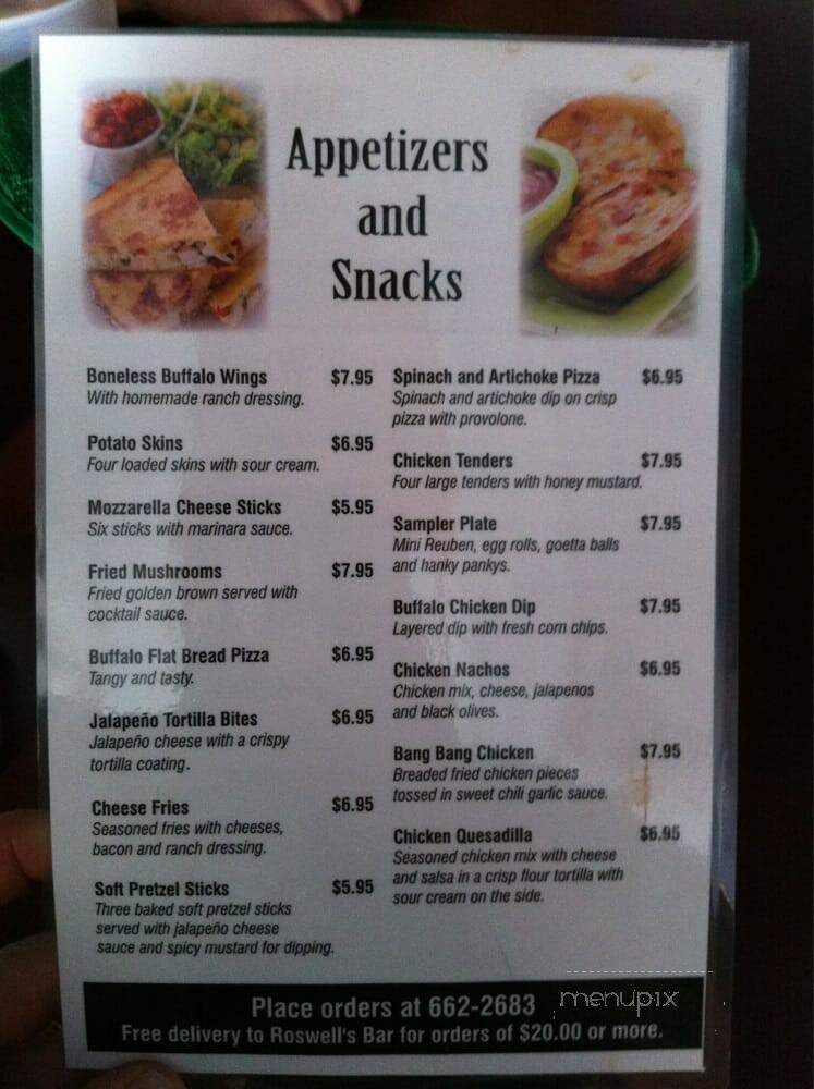 Roswells - Cincinnati, OH menu_pic