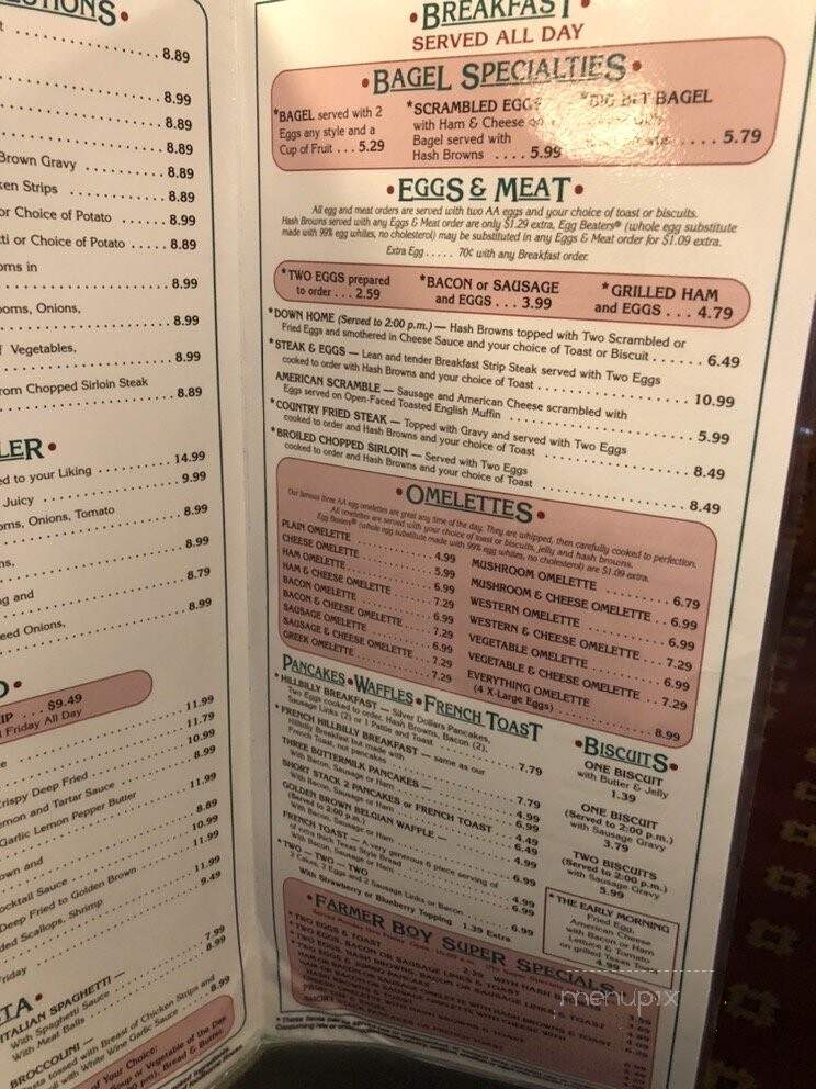 Farmer Boy Restaurant - Wooster, OH menu_pic