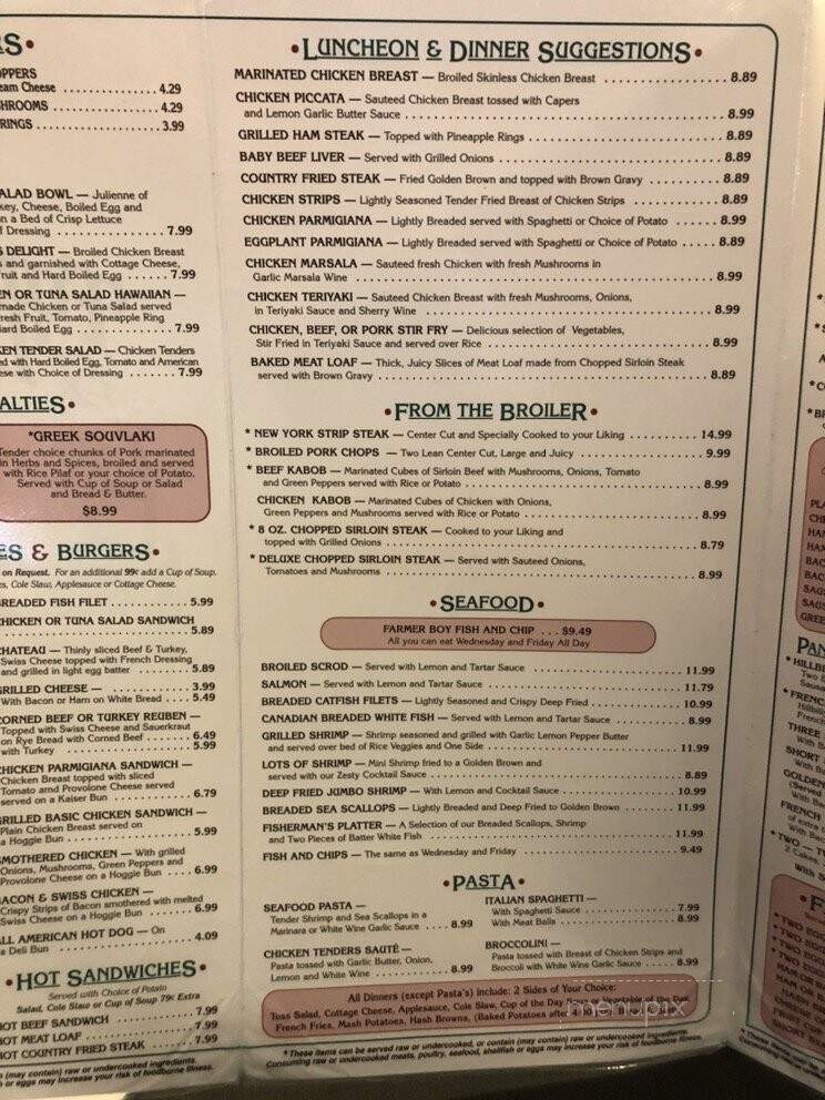 Farmer Boy Restaurant - Wooster, OH menu_pic