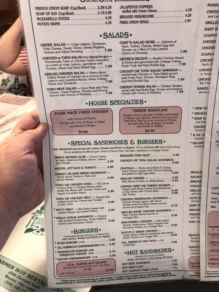 Online Menu of Farmer Boy Restaurant, Wooster, OH