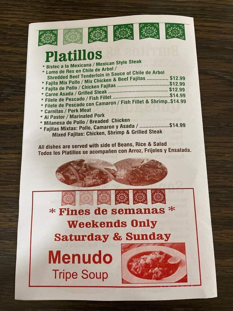 La Fiesta Market & Taqueria Restaurant - Rensselaer, IN menu_pic