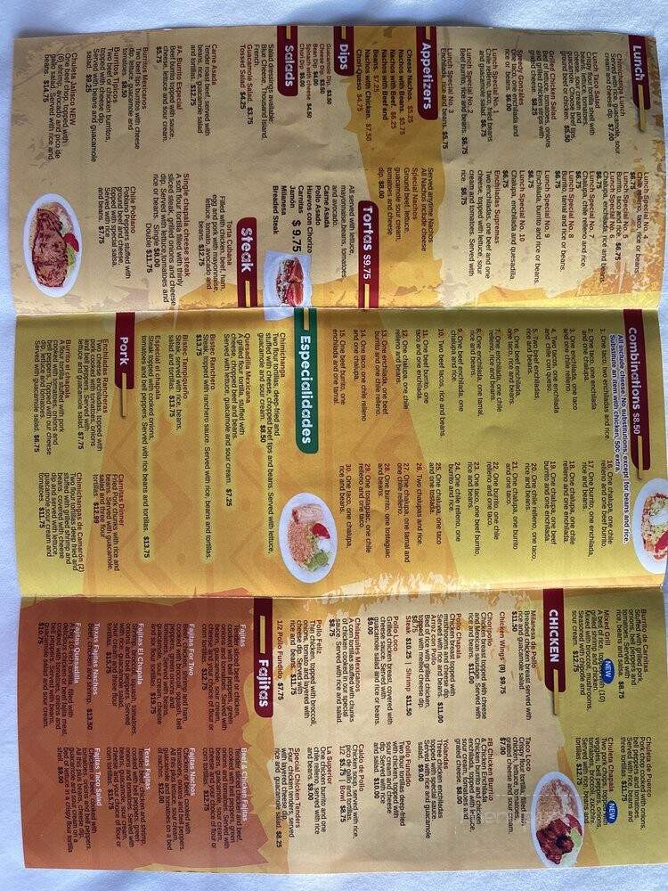 El Chapala - Brevard, NC menu_pic
