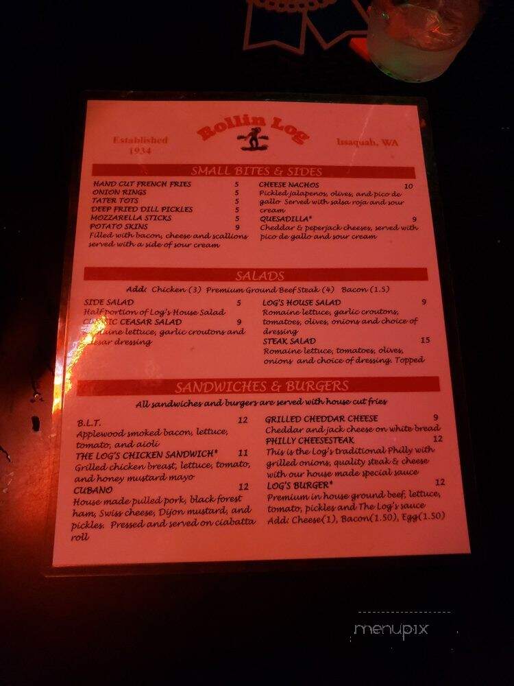 Rolling Log Tavern - Issaquah, WA menu_pic