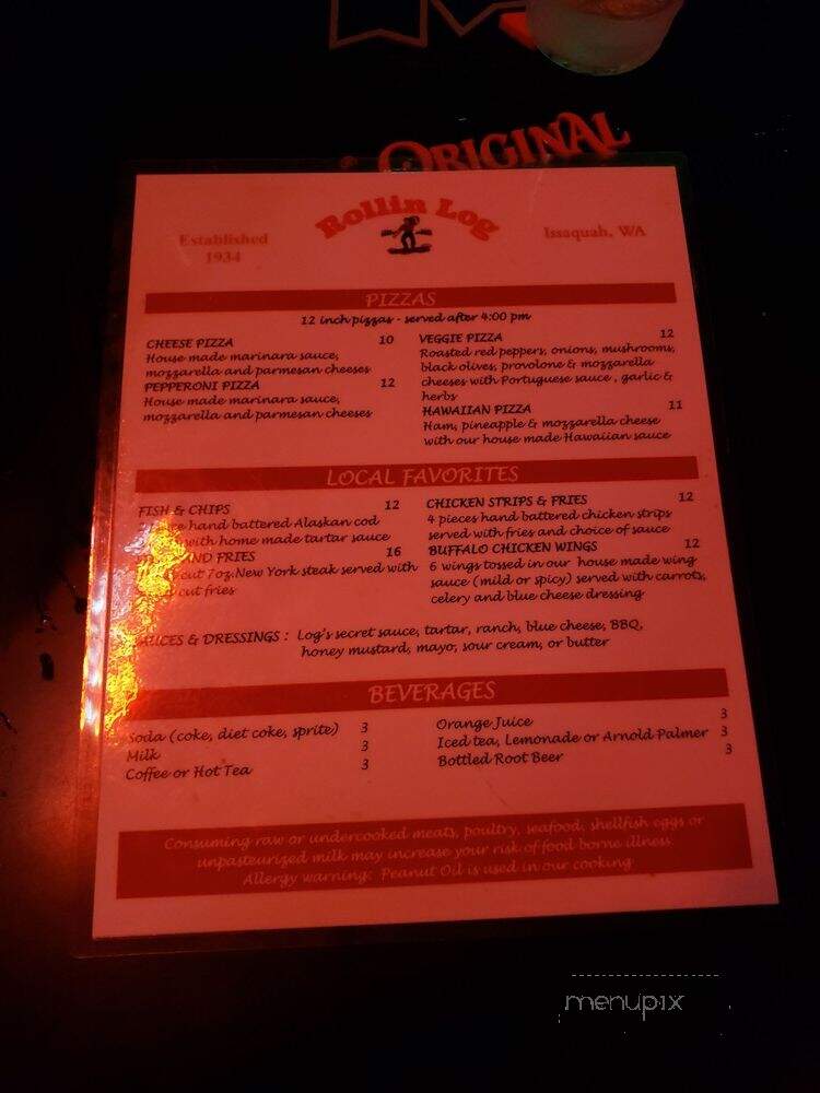 Rolling Log Tavern - Issaquah, WA menu_pic