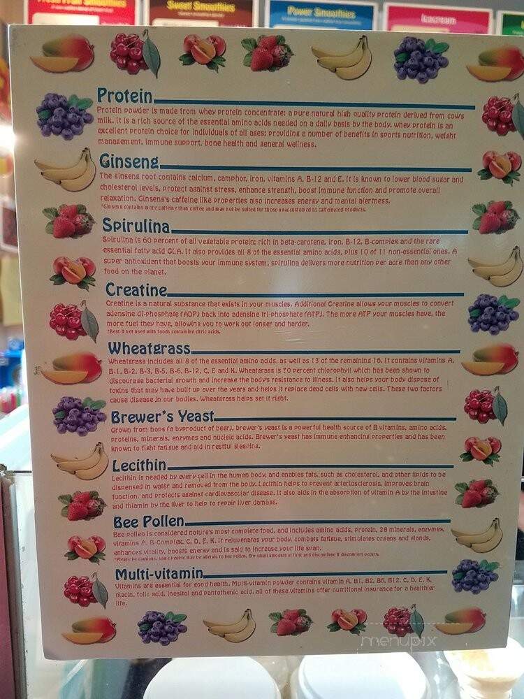 Smoothie Shack - Jacksonville, FL menu_pic