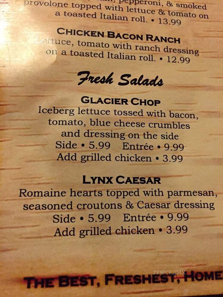 Lynx Creek Pizza - Denali National Park, AK menu_pic