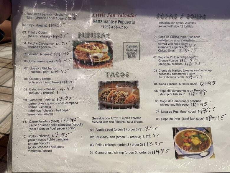Little San Salvador - Los Angeles, CA menu_pic
