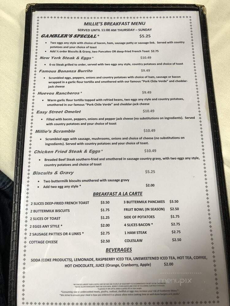 Gold Coin Saloon & Millie's - Central City, CO menu_pic