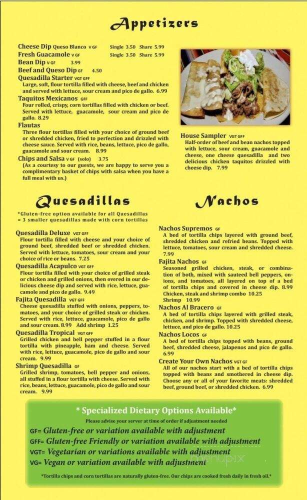 Guacamole Mexican Restaurant - Ava, MO menu_pic