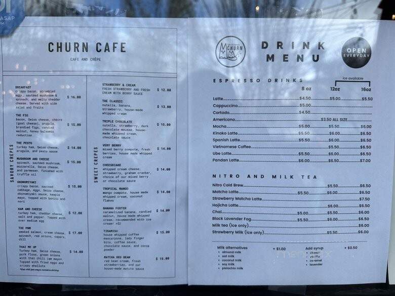 Churn Cafe and Creperie - Portland, OR menu_pic