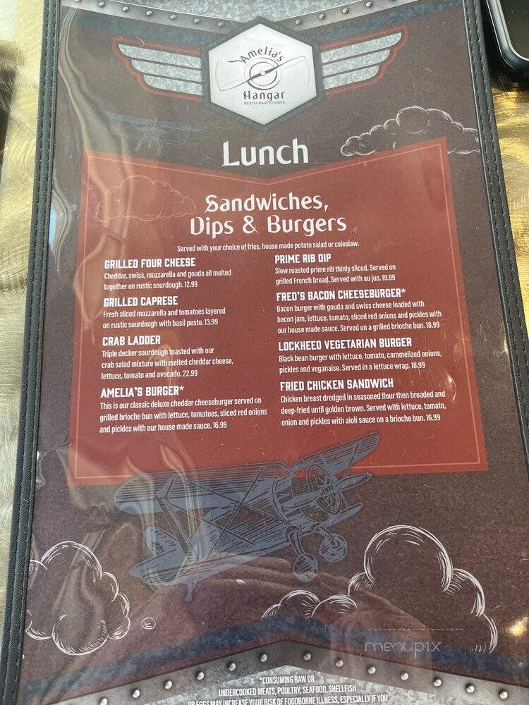 Amelia's Hangar - Bremerton, WA menu_pic