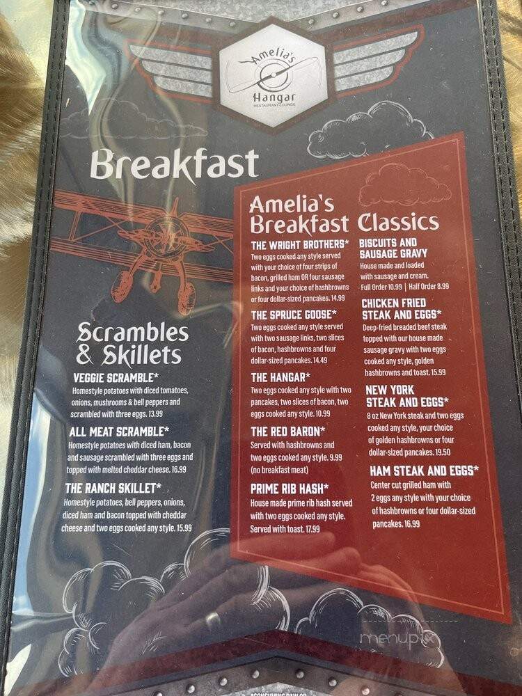 Amelia's Hangar - Bremerton, WA menu_pic