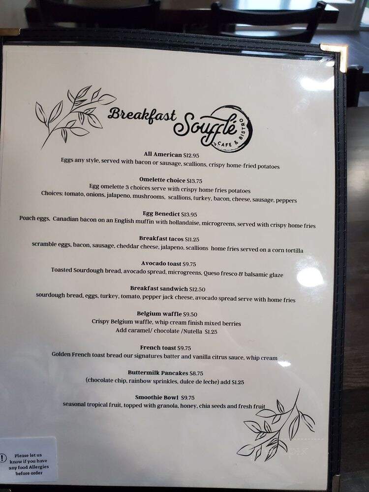 Souffle Cafe & Bistro - Cibolo, TX menu_pic