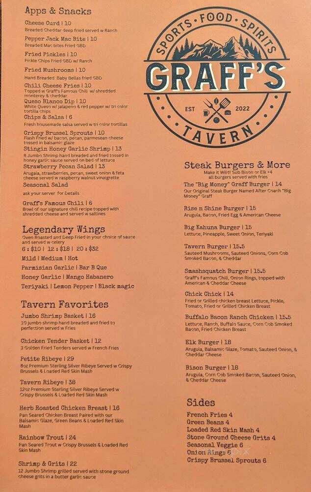 Graff's Tavern - Franklin, NC menu_pic