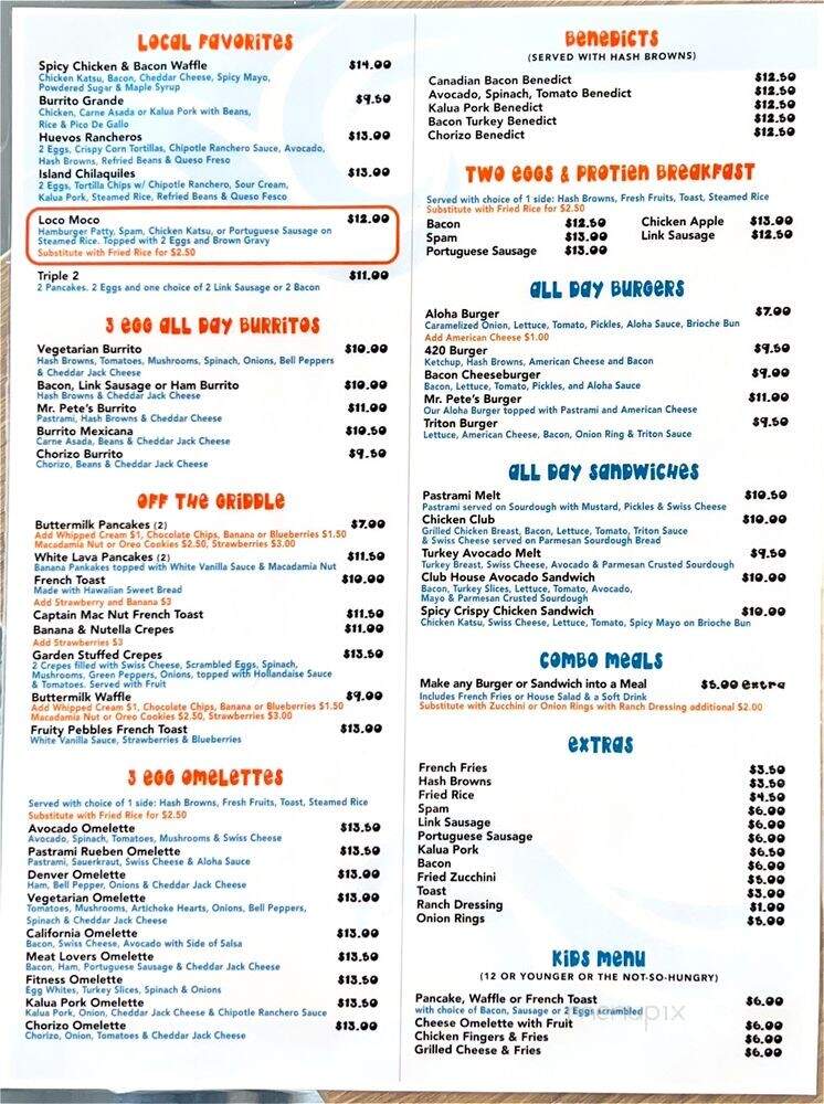 Aloha Mr Pete's - San Clemente, CA menu_pic