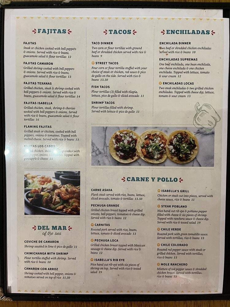 Isabella Mexican Cocina & Cantina - Cropwell, AL menu_pic