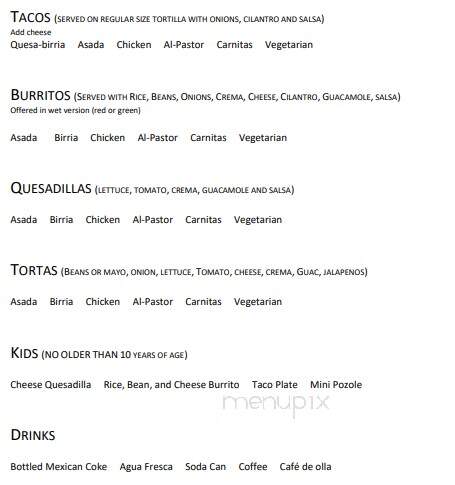 Tres Maria's - Chico, CA menu_pic