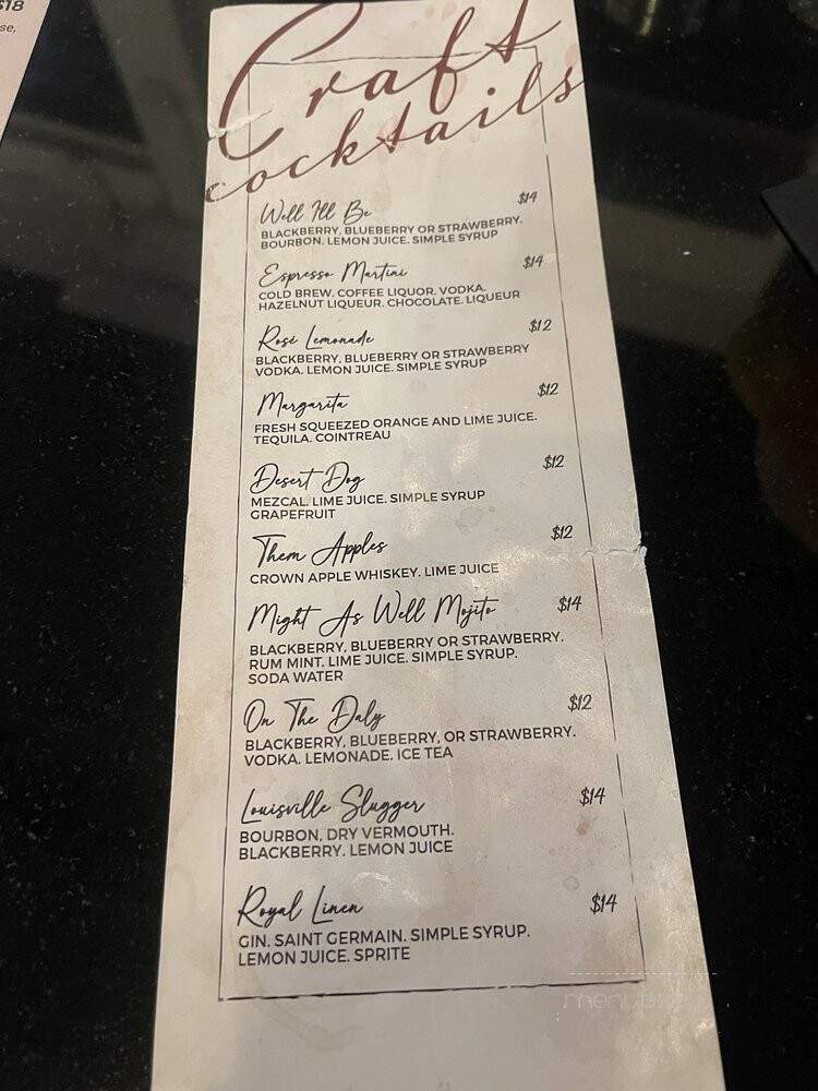 Rose Kitchen & Spirits - Redding, CA menu_pic